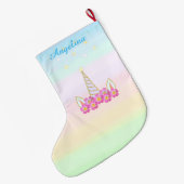 Unicorn Flowers & Stars Grote Kerstsok (Achterkant (Hangend))