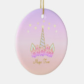 Unicorn Flowers & Stars Keramisch Ornament (Rechts)