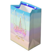 Unicorn Flowers & Stars Medium Cadeauzakje (Voorkant Gekanteld)
