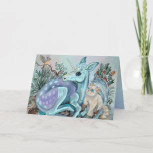 Unicorn Foal Cozy Cuddles Folde Holiday Card Feestdagen Kaart