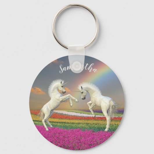 Unicorn Foals Personalized Rainbow Sleutelhanger (Voorkant)