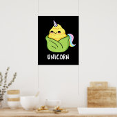 Unicorn Funny Baby Corn Pun Dark BG Poster (Keuken)