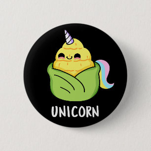 Unicorn Funny Baby Corn Pun Dark BG Ronde Button 5,7 Cm