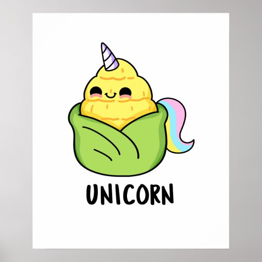 Unicorn Funny Baby Corn Pun Poster (Voorkant)