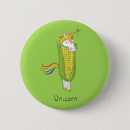 Unicorn Funny Corn Button Pin (Voorkant)