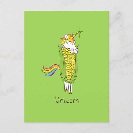 Unicorn Funny Corn Corny Briefkaart (Voorkant)