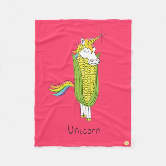 Unicorn Funny Corn Fleece Blanket (Voorkant)