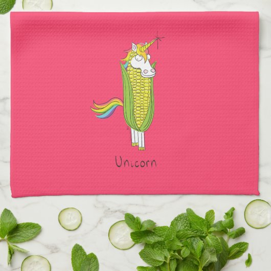 Unicorn Funny Corn Serviette de cuisine (Plié)