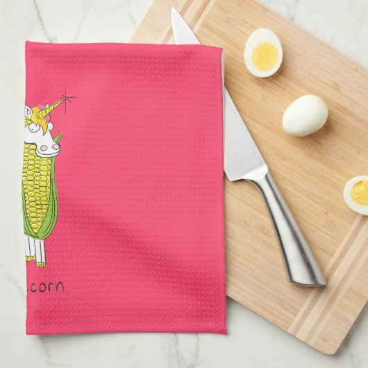 Unicorn Funny Corn Serviette de cuisine (Quart Plié)
