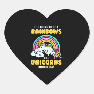 Unicorn gaat regenbogen en eenhoorns worden hart sticker
