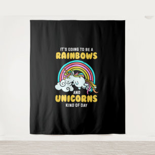 Unicorn gaat regenbogen en eenhoorns worden wandkleed