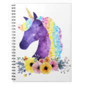 Unicorn Galaxy met bloemen Notitieboek (Voorkant)