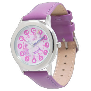 Unicorn gallop paarse roze kunst, makkelijk te lez horloge