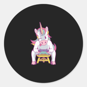 Unicorn Gamer Ronde Sticker