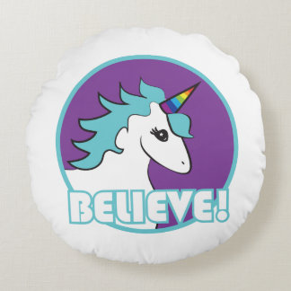 Unicorn "GELOOF!" Rond Kussen