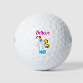 Unicorn gelooft ieve Monogram Initiaal Cute Golfballen (Voorkant)