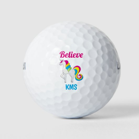 Unicorn gelooft ieve Monogram Initiaal Cute Golfballen (Voorkant)