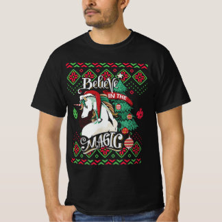 Unicorn gelooft in het magische, lomp kerst t-shirt