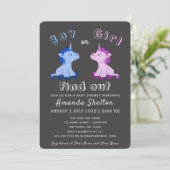 Unicorn Gender Reveal Baby shower Invitation Kaart (Staand voorkant)