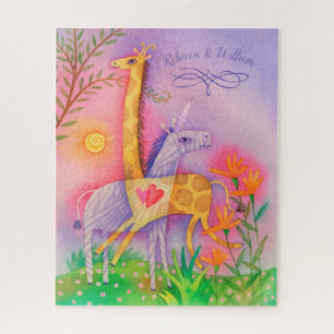 Unicorn Giraffe Safari Love Monogramed Legpuzzel