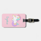Unicorn Girly Cute Pink Bagagelabel (Voorkant horizontaal)