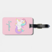 Unicorn Girly Cute Pink Bagagelabel (Achterkant horizontaal)