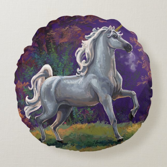 Unicorn Glade Rond Kussen (Voorkant)