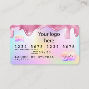 Unicorn glitter drip Credit Kaart hologram toevoeg Visitekaartje