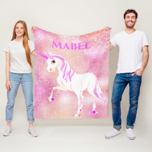 Unicorn Glitter Magical Pink Personal Fleece Deken