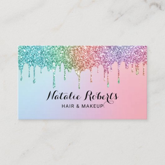 Unicorn Glitter steekt holografisch schoonheidssal Visitekaartje (Voorkant)