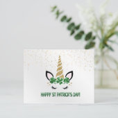 Unicorn Gold Green Shamrock St Patricks Day Feestdagenkaart (Staand voorkant)