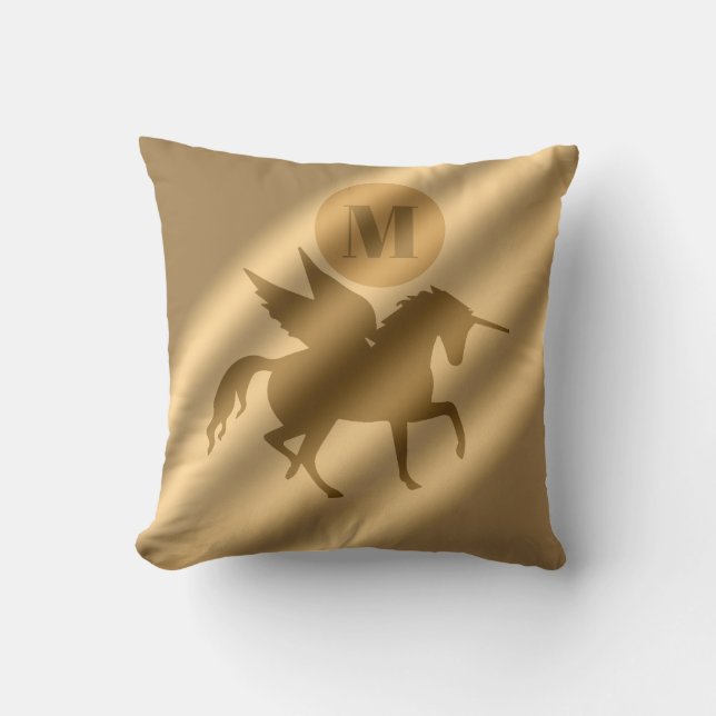 Unicorn Gold Luxury Monogram Kussen (Voorkant)