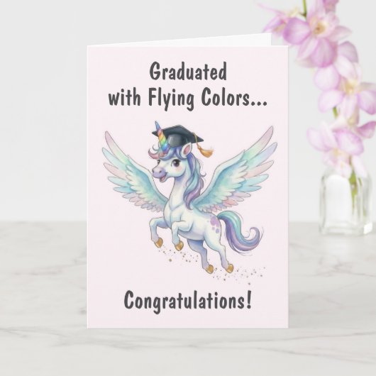 Unicorn Graduation Kaart (Orchidee)