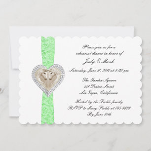 Unicorn Green Lace Rehearsal Dinner Invitation Kaart