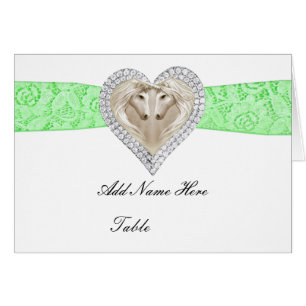 Unicorn Green Lace Table Place Card