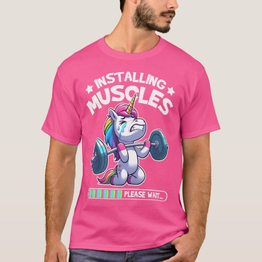 Unicorn Gym Workout Gewichtstraining T-shirt (Voorkant)