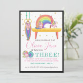 Unicorn Gymnastique Anniversaire Invitation (Debout devant)