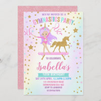 Unicorn Gymnastique anniversaire Invitation