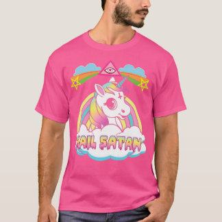 Unicorn Hail Satan Death Metal Rainbown T-shirt