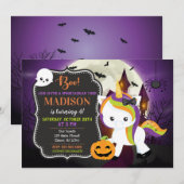 Unicorn Halloween Birthday Uitnodiging (Voorkant / Achterkant)