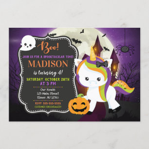 Unicorn Halloween Birthday Uitnodiging