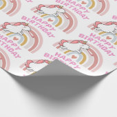 Unicorn Happy Birthday Cadeaupapier (Hoek)