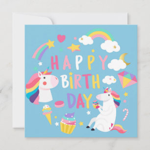 Unicorn Happy Birthday Feestdagenkaart