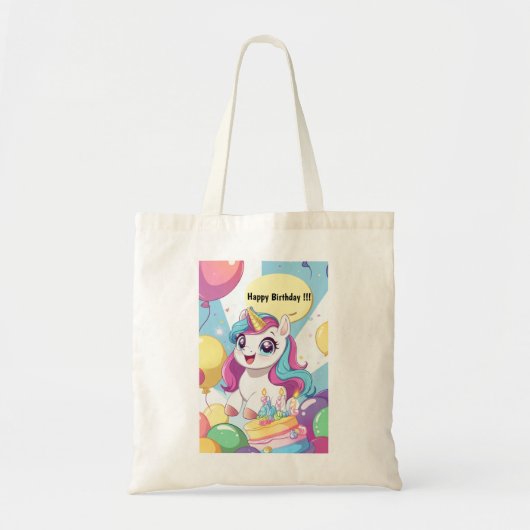 Unicorn Happy Birthday Tote Bag (Voorkant)