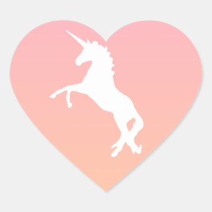 Unicorn Heart Pastel Roze Oranje Kleurpartij Favor Hart Sticker
