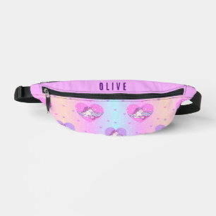 Unicorn Hearts Fanny Pack - rose & violet