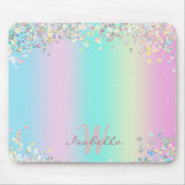Unicorn holografische glitter muismat (Voorkant)