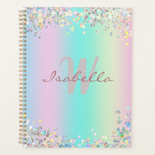 Unicorn holografische glitter planner (Voorkant)
