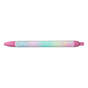 Unicorn holografische glitter zwarte inkt pen