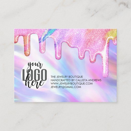 Unicorn Holographic Glitter Customer Hartelijk dan Visitekaartje (Achterkant)